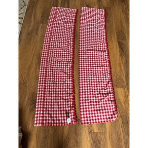 Pioneer Woman Sweet Gingham Small Window Curtain Valance Pom Pom Set of 2 60"